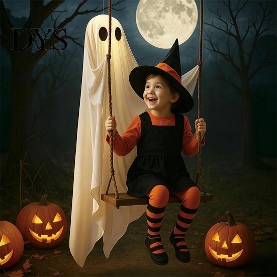 Halloween Party Supplies for Outside Hanging Ghost Swing Decor with String Lights, Glowing Floating Decorative 8 Lighting Modes Ornament Yard