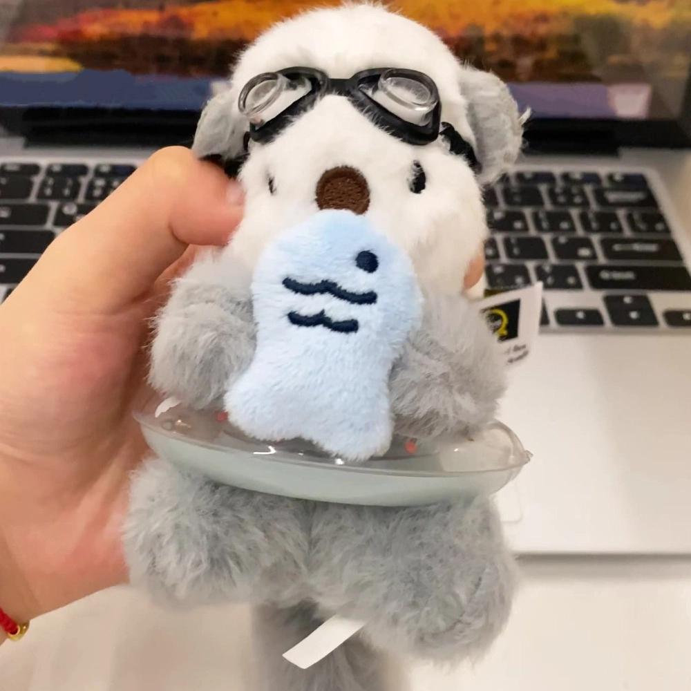 Animals Doll Cartoon Pilot Otter Keychain Keys Accessories Panda Puppy Plush Doll  Students