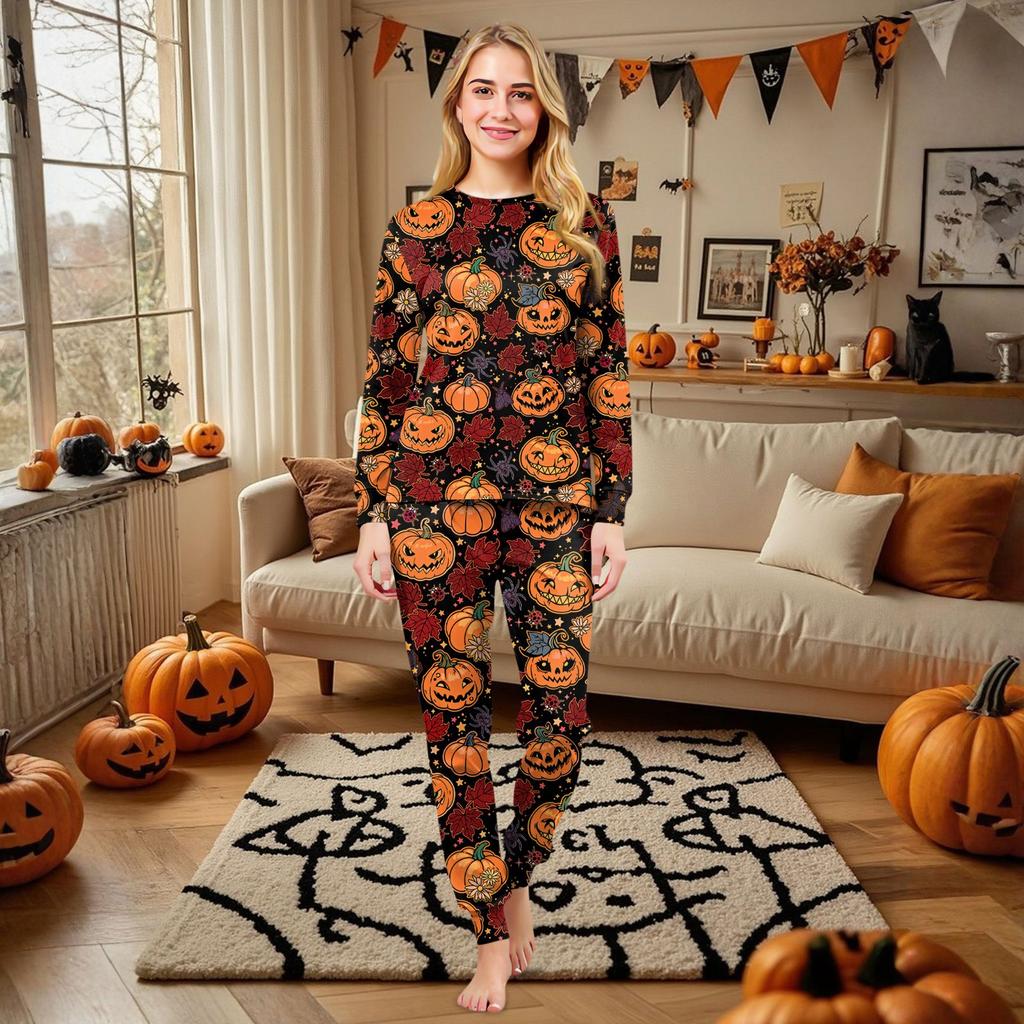 Family Matching Print Sets Pajamas Loungewear Outfits Family Matching Long Sleeve Tops+Pants Set
