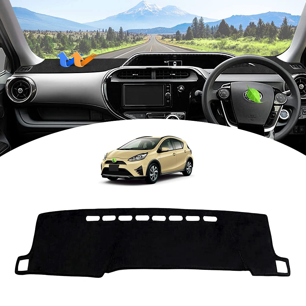 

GIMUYA Коврик на приборную панель для Toyota NHP Aqua Декабрьское солнце Подсветка приборной панели Салонный комплект (Серия 10, 2011-2021), Защита, Протектор, Под замшу чёрный