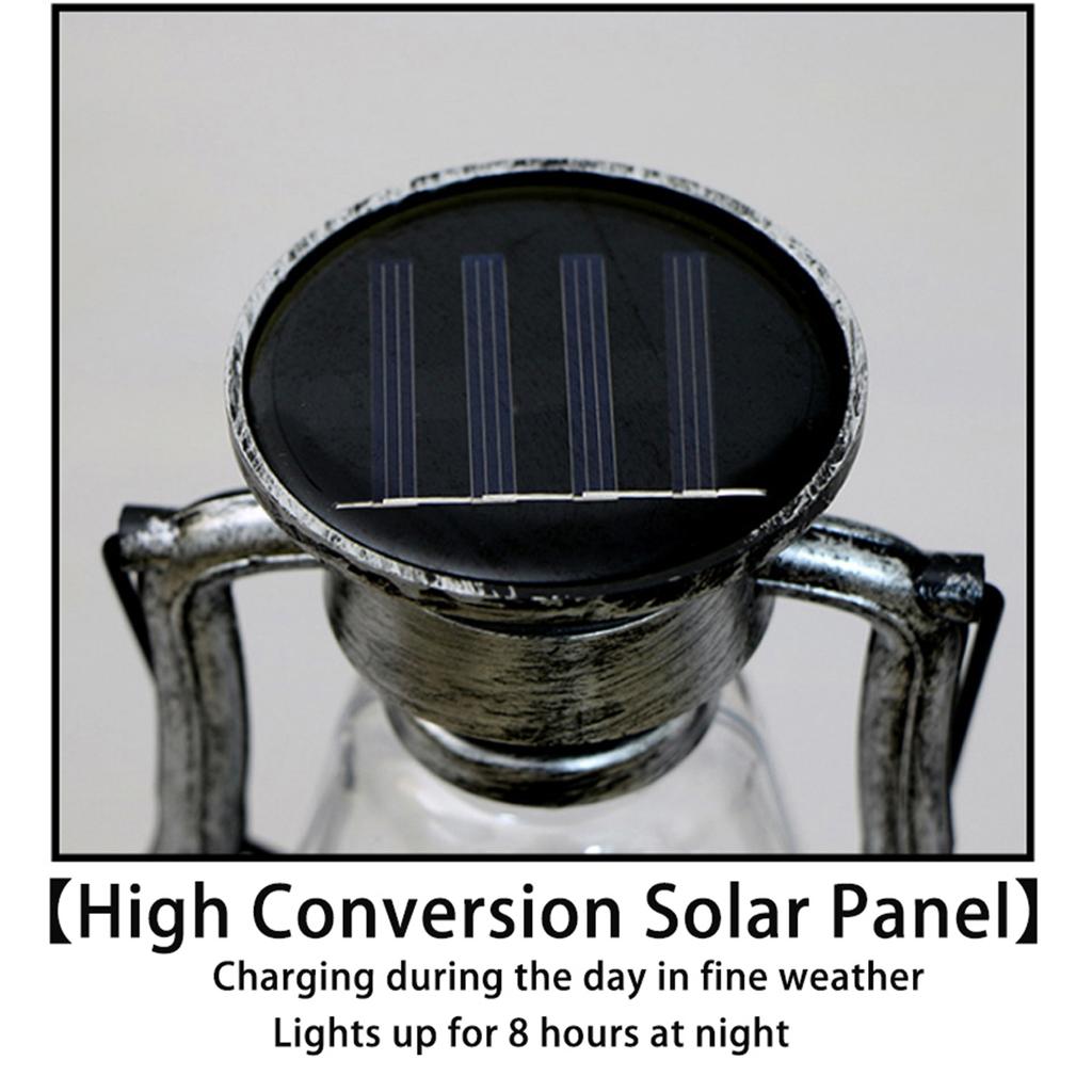 Retro Solar LED Oil Lamp Antique Metal Hanging Lantern Vintage Rustic Nightstand Table Lamps for Study Room Bedroom Theatre Prop