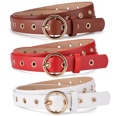 Ladies' Gas Eye Belt, Trendy Ladies Belt, Simple Round Buckle Student Decorative Belt