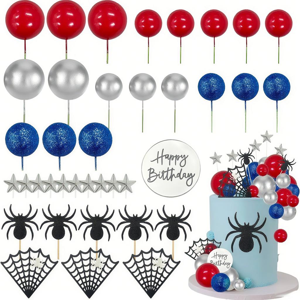 36 Pcs Festive Cake Tops - A Selection Of Festive Party Cupcake Decorations,Spider Cake Decoration,  Party, Birthday Party, Cupcake Decoration