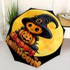 1 Stück Happy Halloween Mit Niedlichem Kürbis-Muster Automatischer 3-Fach-Schirm, 8 Eisenstäbe, Hochwertiger Faltschirm, Geeignet für Büro, Tr