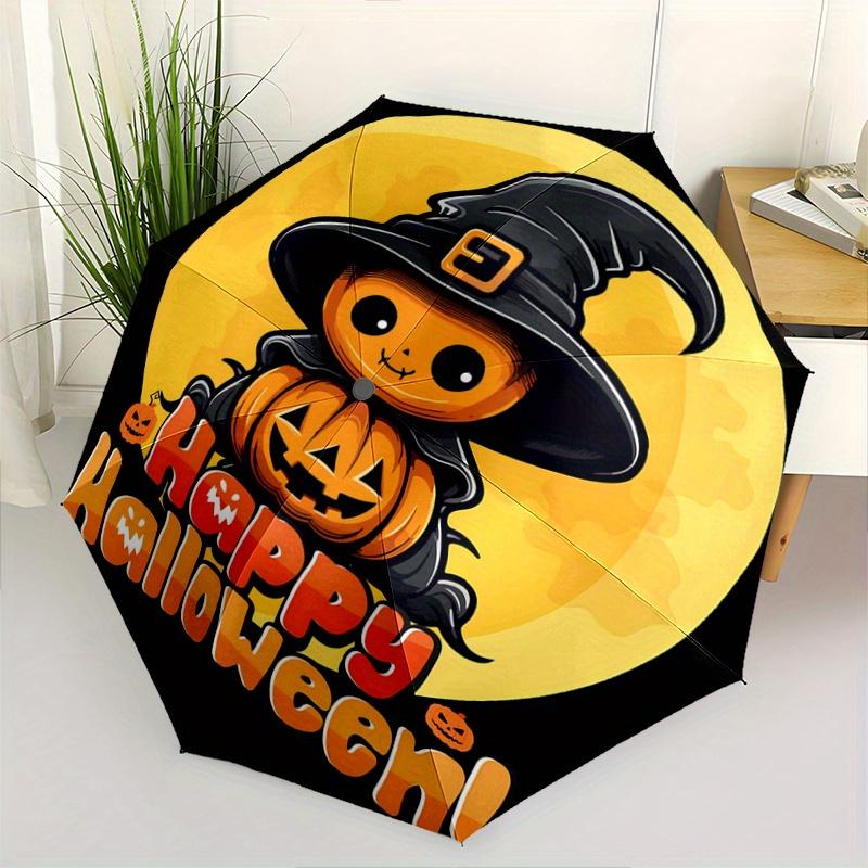 

1pc Happy Halloween With Cute Pumpkin Automatic Opening and Closing Umbrella - Lightweight 3-Fold Design, Suitable for Fans, Travel, Daily Use -
