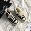 Yuanyi, Winter Velvet High-top Canvas Shoes for Women Z Students, Versatile Cotton Shoes, Thickened and Warm