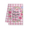 Mother's Day Pink Plaid Floral Kitchen Dishcloth Gift