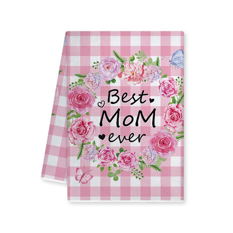 

Mother s Day Pink Plaid Floral Kitchen Dishcloth Gift 40x60 cm