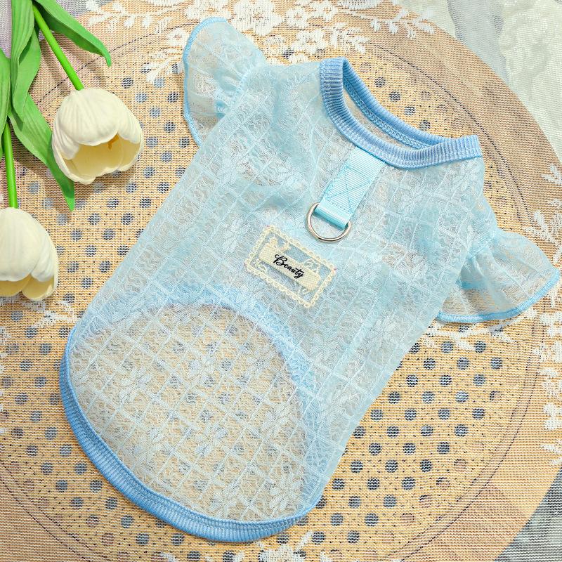 Ultra-light Soft Smooth and Elastic Pet Dog Clothes Dog Clothes Cat Clothes Supplies Lace Mesh Flying Sleeve Clothes