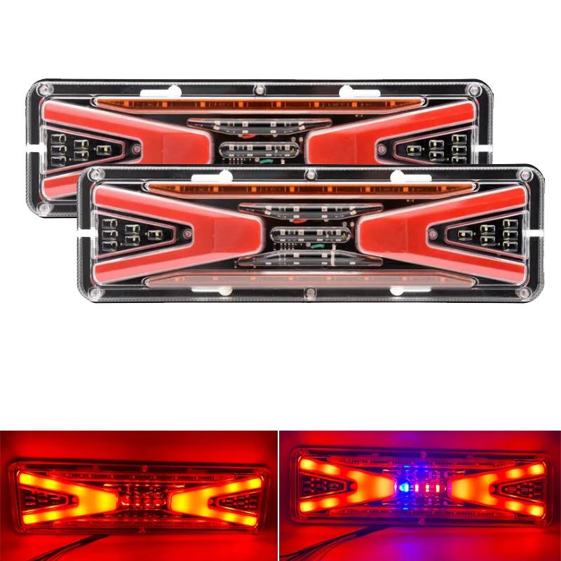 2Pcs 12V/24V Car Trailer Trucks Tail Lights Car LED Rear Tail Light Running Turn Signal Rear Lamps Lorry Bus Taillight Parts