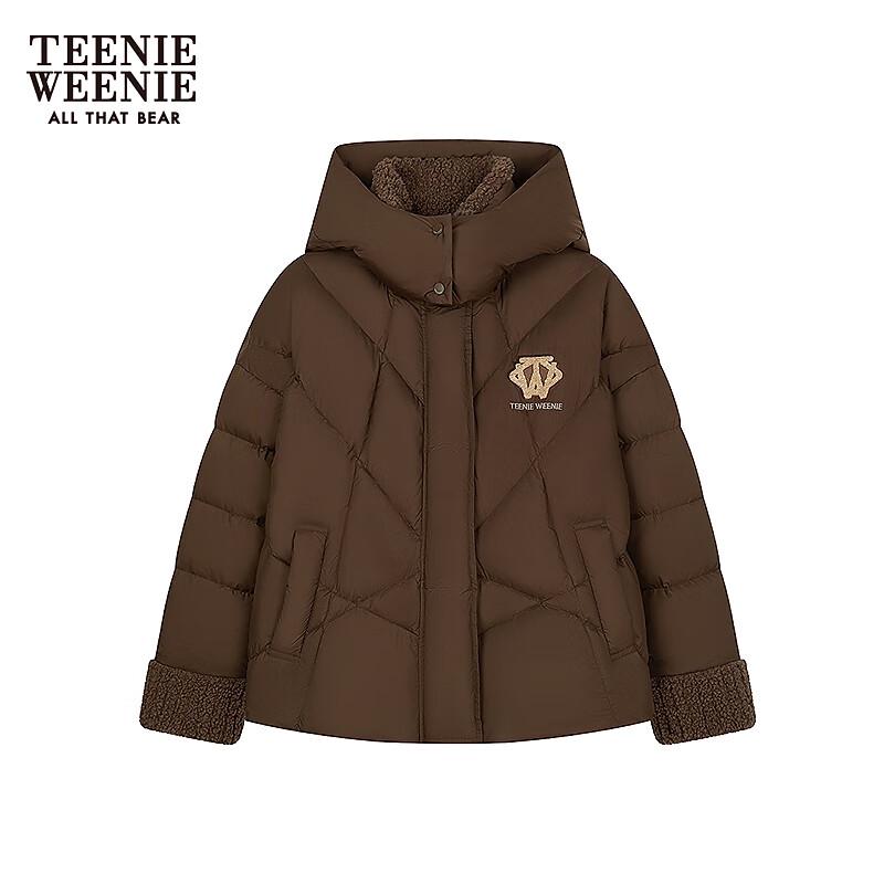 Teenie Weenie Women's Faux Lambswool Spliced Hooded Down Jacket