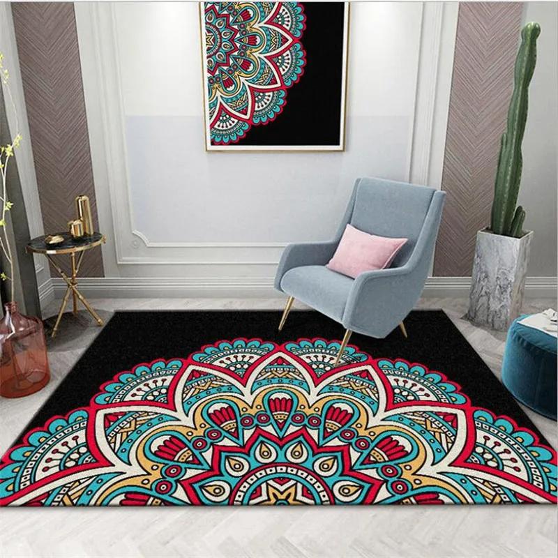 Bohemian Style Mandala Carpet Vintage Boho Area Rug Living Room Girls Bedroom Bedside Dorm Soft Floor Mat Home Entrance Door Mat