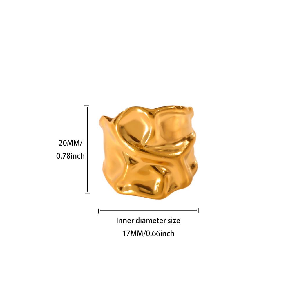 Vintage Wrinkle Texture Rings For Women Men Gold Color Stainless Steel Geometric Open Ring Couple Punk Christmas Jewelry