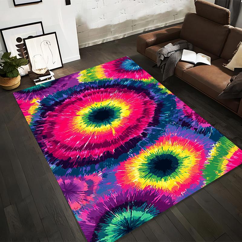

Colorful Tie-Dye Style Carpet with Vibrant Circular Patterns for Living Room Suitable for use as an anti-slip for living room bedroom sofas 40x60cm( 15x23in )