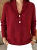 Knitted button women's sweater autumn and winter new solid color polo collar casual fashion women's Christmas sweater