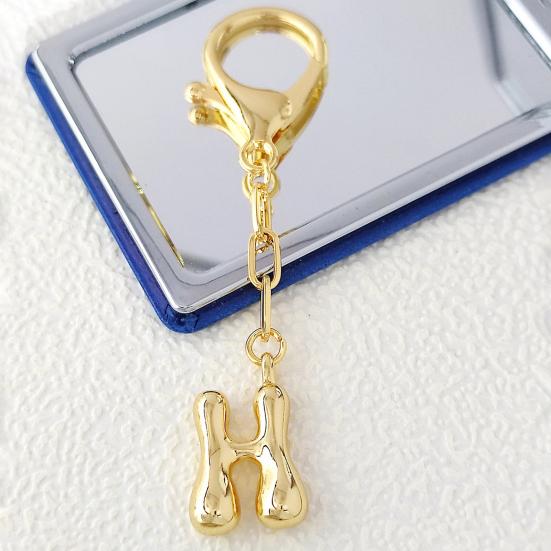 Letter Keychain Mini 3D Alphabet Charm Matte Glossy Golden Plating Key Chain with Lobster Clasp Bags Keys Bracelets Accessories