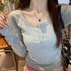 This Year, It Is Popular To Have a Beautiful Pure Lace Lace Bottoming Shirt for Women's Autumn Bm Style Square Collar with Thin Clothes Inside.