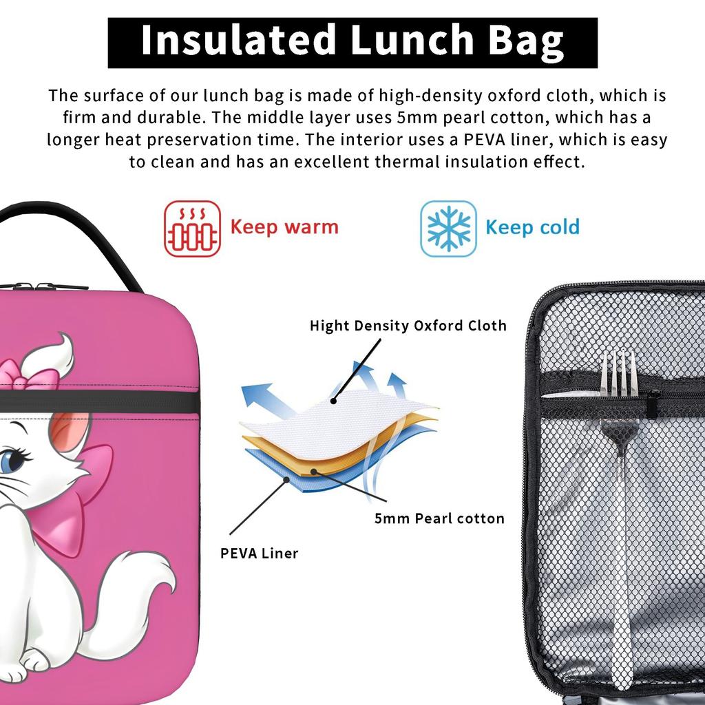 Chiikawas Animated Thermal Lunch Box Thermal Carrier Reusable,Lunch Container Kawaii High Capacity Lunch Box Tote Food Holding Bags