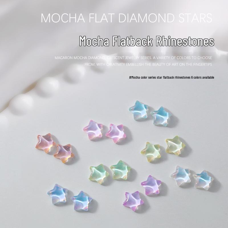 

Mocha Star Iridescent Five-Pointed Flatback Glass Nail Rhinestones (10 Pieces)