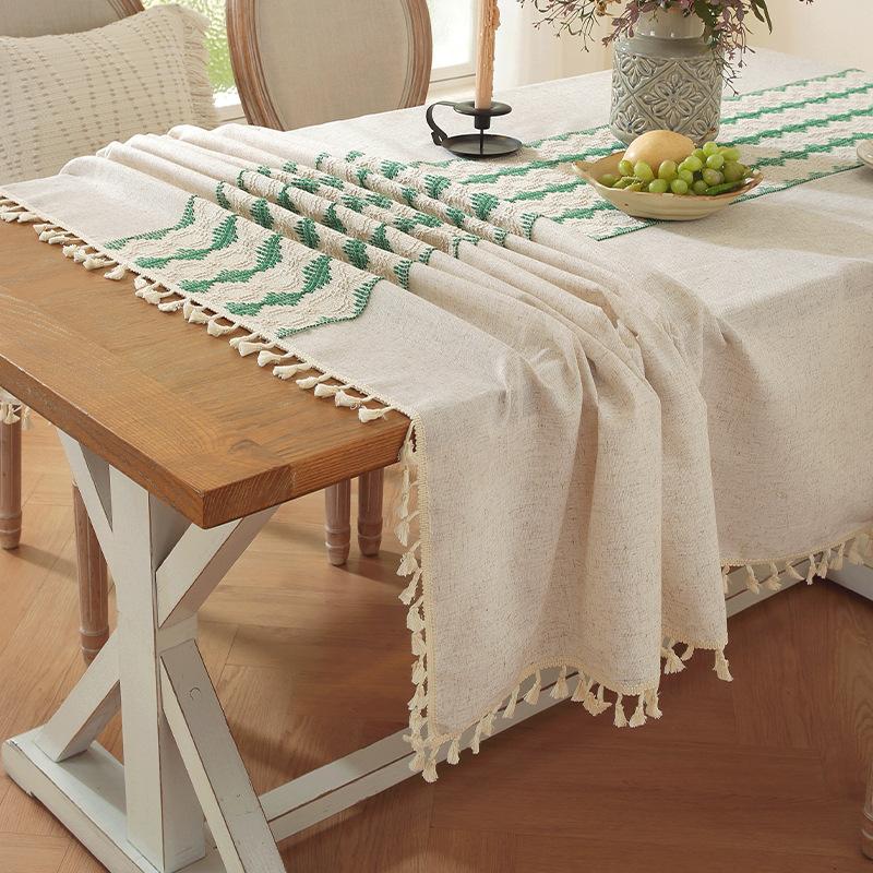 Tischdecke Polyester Hanf Schlichtes Temperament Hohlnaht Rechteckig Hochwertig Retro Kaffeetisch Esstisch Abdeckung Tuch Punkt