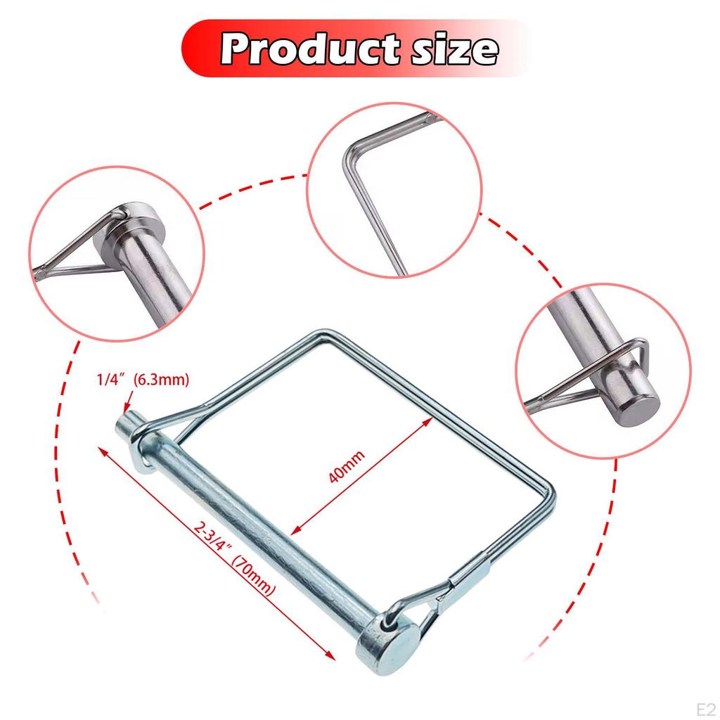 Trailer Coupler Pin Heavy Duty Square Durability Zinc Coating Pto Shaft Locking for Farming