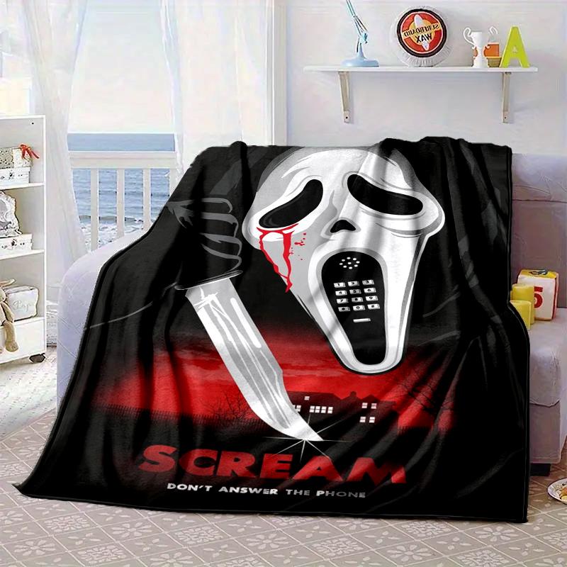 Scr-eam Horror Movie Blanket Flannel Blanket for bed, sofa, Camping, Hiking, Picnic Essentials, gift for family Fan gifts
