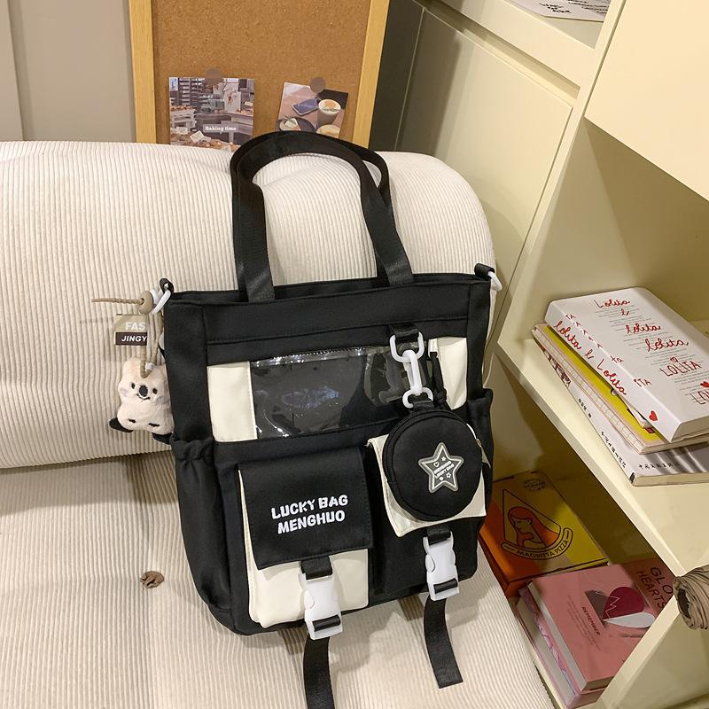 Student Carrying Book Bag Female Elementary School Student Tutoring Bag Canvas Large Capacity Cute Children Tutoring Bag Female Crossbody Bag