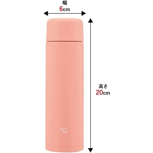 Zojirushi Thermos Water Bottle, 350ml, Screw-Type Stainless Steel Mug, Seamless Cap, Small Capacity, Dahlia Pink, Integrated Cap and Gasket, Easy To C