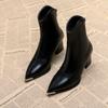 French British style short women's boots thick heel 2025 new autumn and winter fashion versatile retro thin high heel short boots women