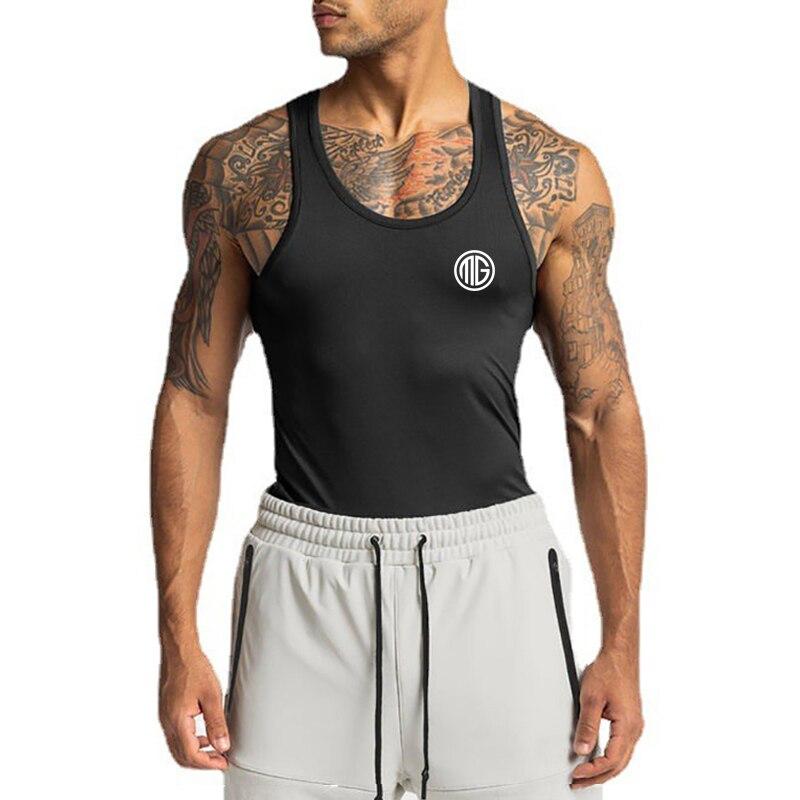 Muscleguys Herren Sport Atmungsaktive Schweißweste Sommer Schmal sitzendes, schnell trocknendes Fitness Bodybuilding Ärmelloses T-Shirt