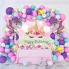 Cartoon Unicorn Aluminum Film Balloon Children'S First Birthday Balloon Background Cloth Set Party Decoration Arrangement