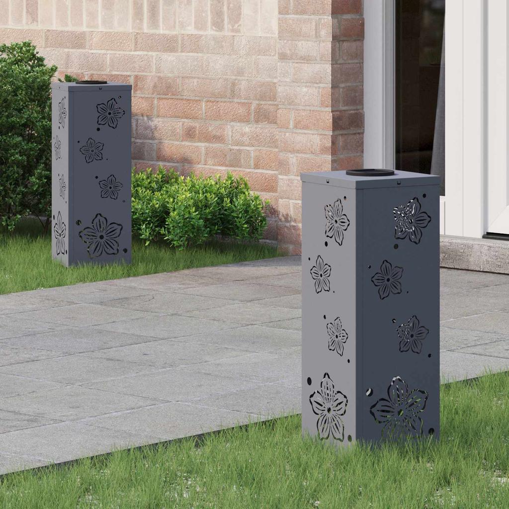 Solar LED Path Light 2 Pcs Anthracite Cold Rolled Steel
