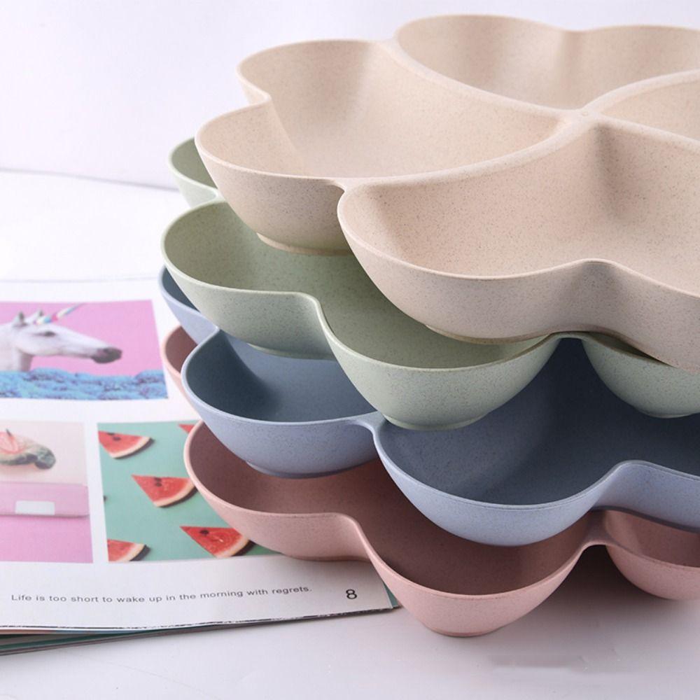 Wheat Straw Appetizer Serving Platter Four Leaf Clover Shape Snacks Serving Dish  Party