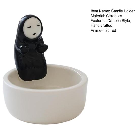Faceless Man Candle Holder Cartoon Tealight Candle Holder Handcrafted Ceramic Tealight Holder for Home Bedroom Decor Anime Fans Gift