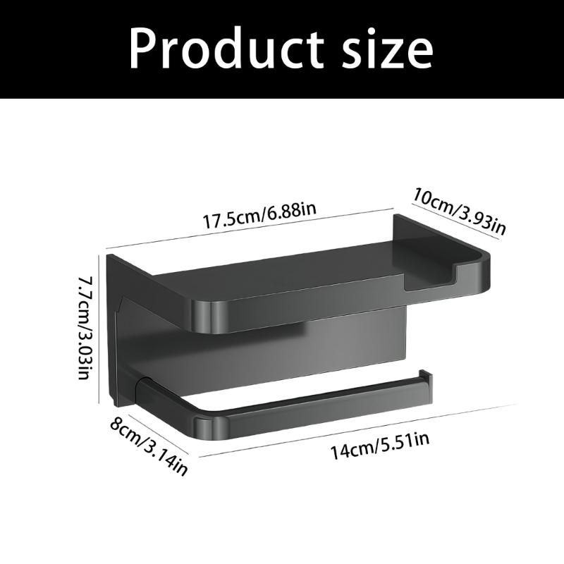 Contemporary Bathroom Shelf with Integrated Phone Tray and Paper Roll Holder Plastic Design Suitable for Washroom