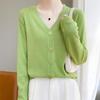 Women's Flashing V-Neck Knitted Cardigan - Lightweight Autumn Sweater, Stylish Short Outerwear, Air-Conditioning Top