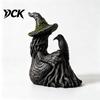 Handmade Dark Fantasy Figurine Luminous Witch & Raven with Mossy Tree Texture, Resin Gothic Halloween Garden Decor Statue LED Light for Home