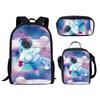 Classic Novelty Cool Fantasy Space Astronaut 3D Print 3pcs/Set Pupil School Bags Laptop Daypack Backpack Lunch Bag Pencil Case
