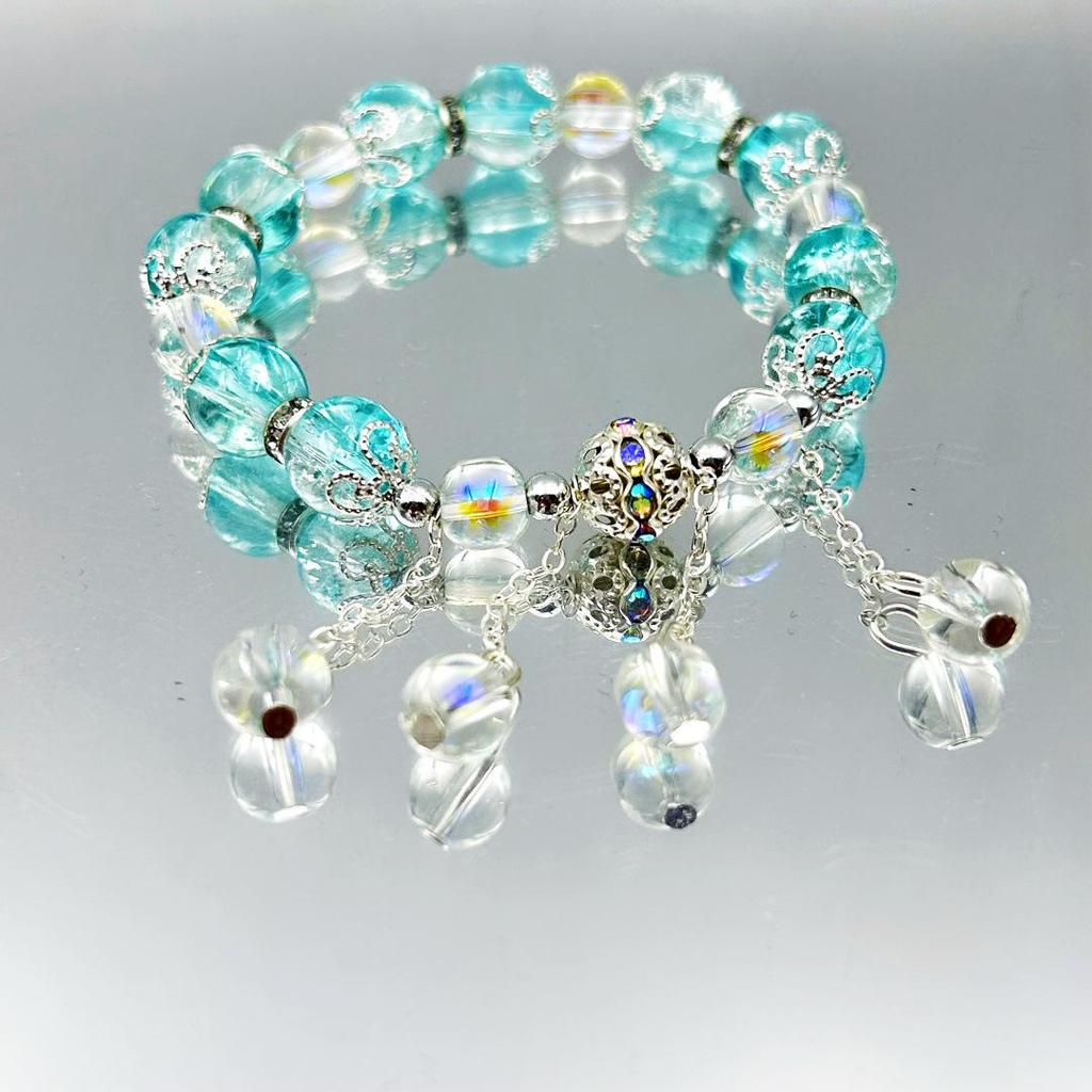 Aurora Crystal Beaded Tassel Bracelet - Cultural Jewelry for Street Stalls and Live Streaming