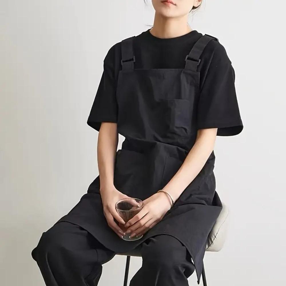 

New Waterproof Work Apron Anti-fouling with Pockets Japanese Apron Adjustable Straps Oil-proof Kitchen Apron Unisex чорний