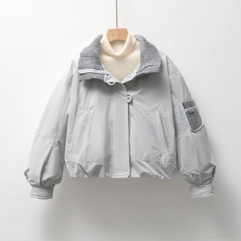 

Duck down jacket women s casual jacket type autumn and winter simple solid color loose coat L серый