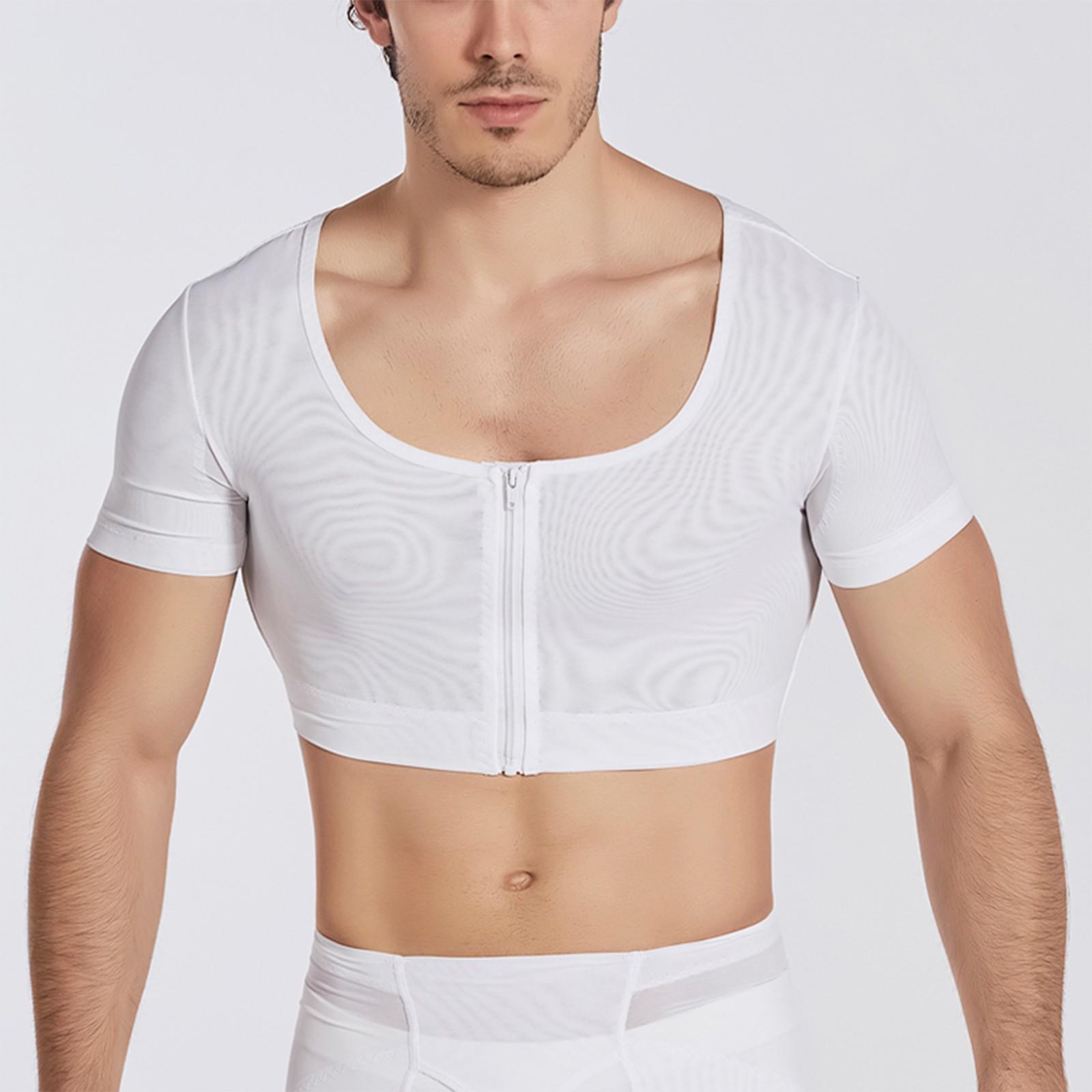 

Мужской дышащий обтягивающий бесшовный жилет для коррекции фигуры с сильным давлением на живот и грудь XL белый