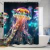 Shimmering Jellyfish Shower CurtainVibrant Rainbow Lights Underwater Pattern for Bathroom Decor Multicolored 3D Waterproof Fabri