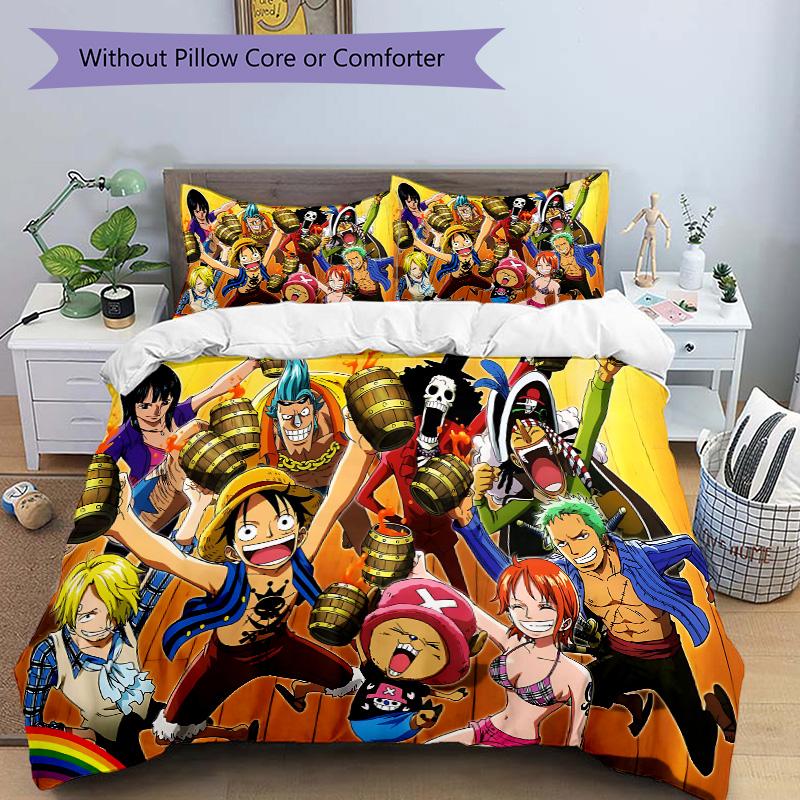 One Piece Adventure Print 3Pcs Bedding Setduvet Cover With 2 Bedropillowcase Home Birthday Gift