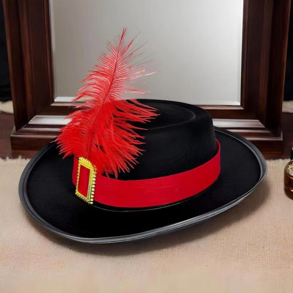 Magician Hat Musketeers Costume Hat Vintage Black Kids Cosplay Hat  Men Women Unisex
