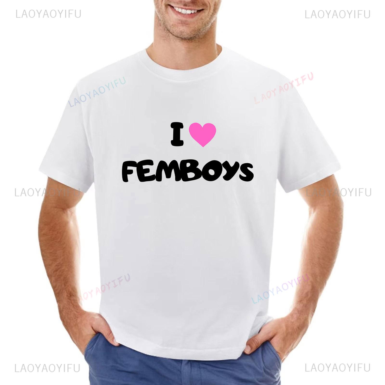 

I Love Femboys Heart Design TShirt Animal Print Shirt for Boys T Shirt Men Vintage Classic Letters Quick Drying Streetwear 4XL