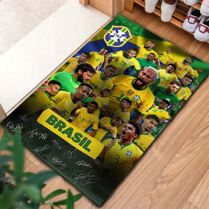 Brazil National Football Team Carpet Rug for Living Room Bedroom Home Sofa Decoration,Kids play Non-slip Floor Mat