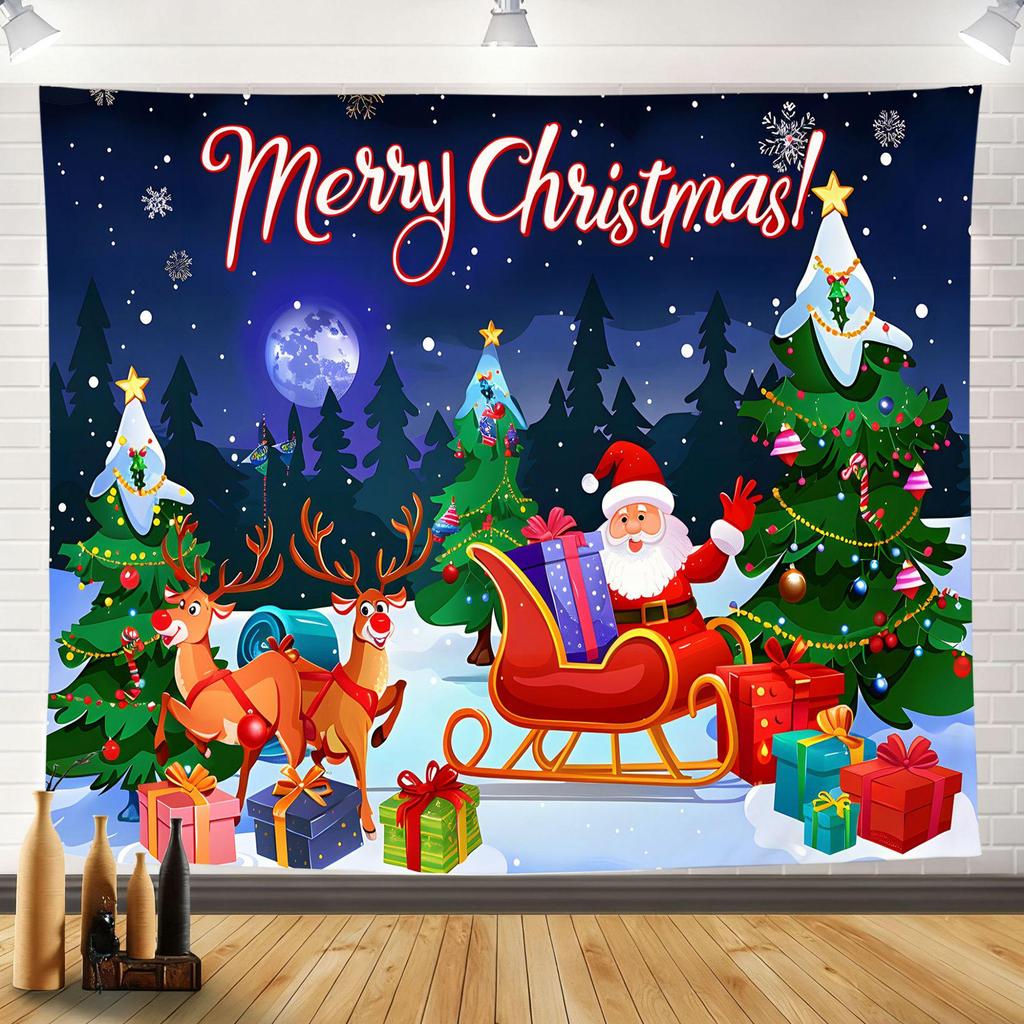 2025 Merry Christmas Tapestry: Festive Holiday Background Wall Hanging for Party Decoration
