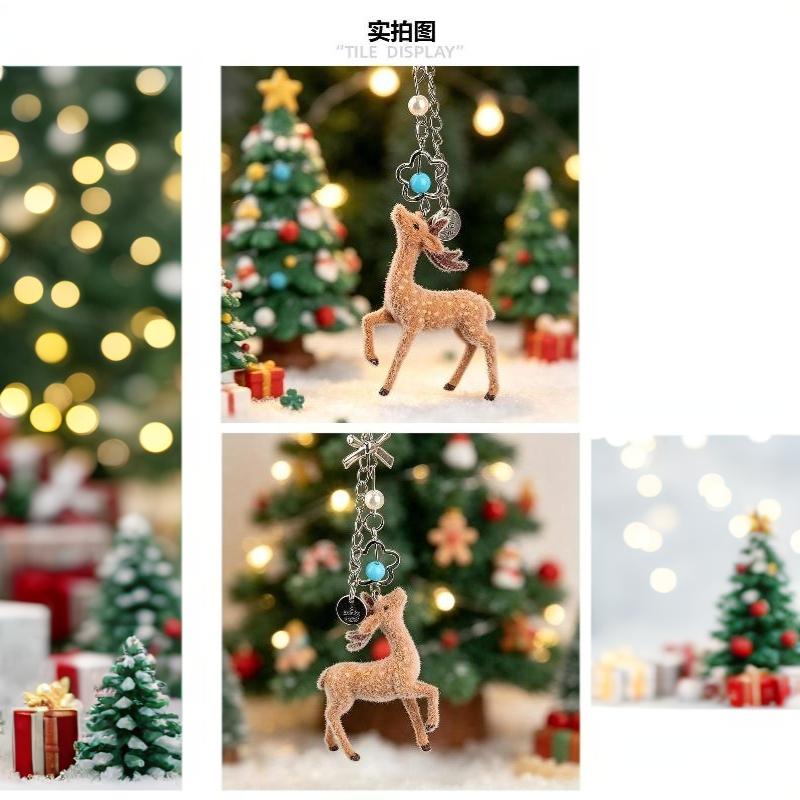 Cute Portable Deer Keychain 11.5Cm Length Korean Style Diy Bead Case Handmade Bag Pendant