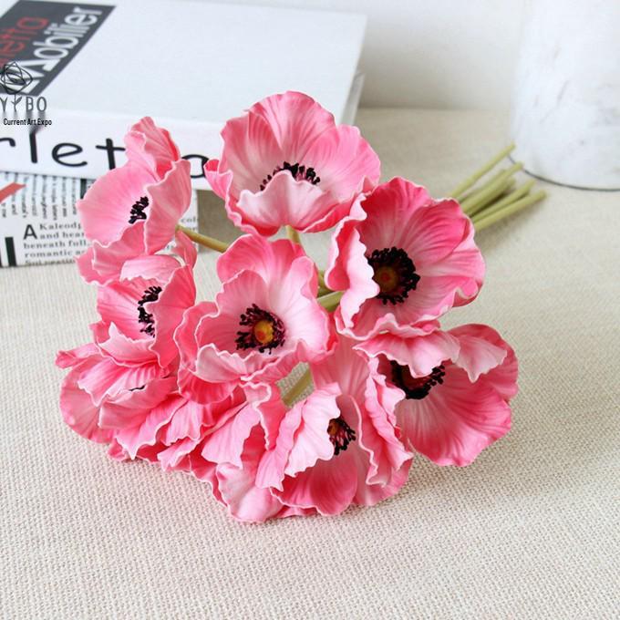 Cross-border PU Mini Poppy Bouquet: 10 Head Artificial Small Corn Poppy for Weddings